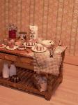 Dollhouse miniature food baking table