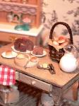 Dollhouse miniature food baking table bread