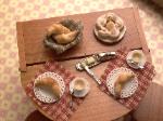 Dollhouse miniature food baking table breakfast