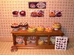 Dollhouse miniature food shop counter cakes