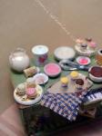 Dollhouse miniature cupcakes kitchen baking table food